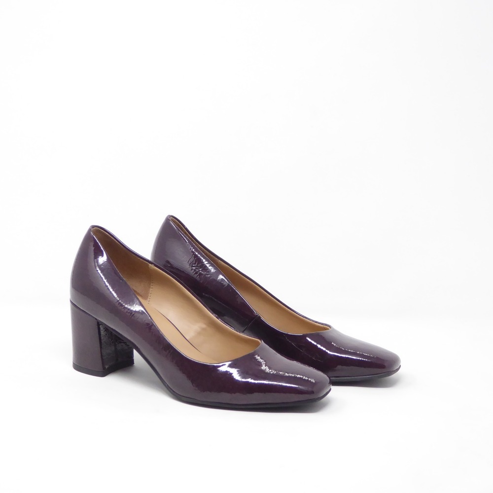 Naturalizer Women Warner Pumps Purple Patent Faux Leather Block Heel 7.5M